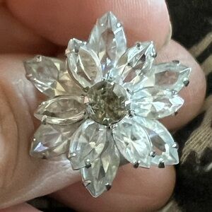 HMS Vintage Flower Ring Silver Toned Metal